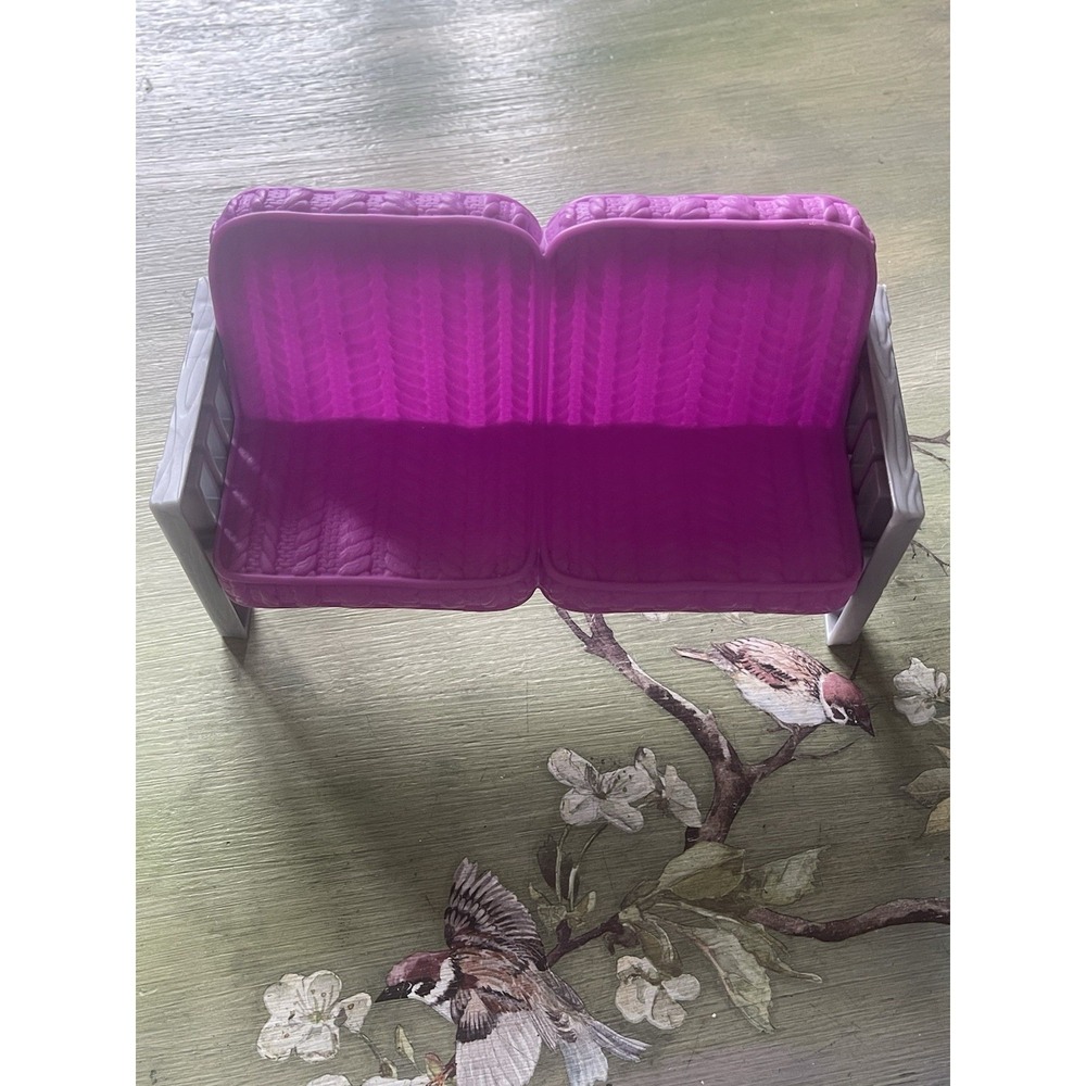 Barbie Lodge Cozy Cabin Pink Loveseat Couch Cable Knit 2014 Dollhouse Furniture
